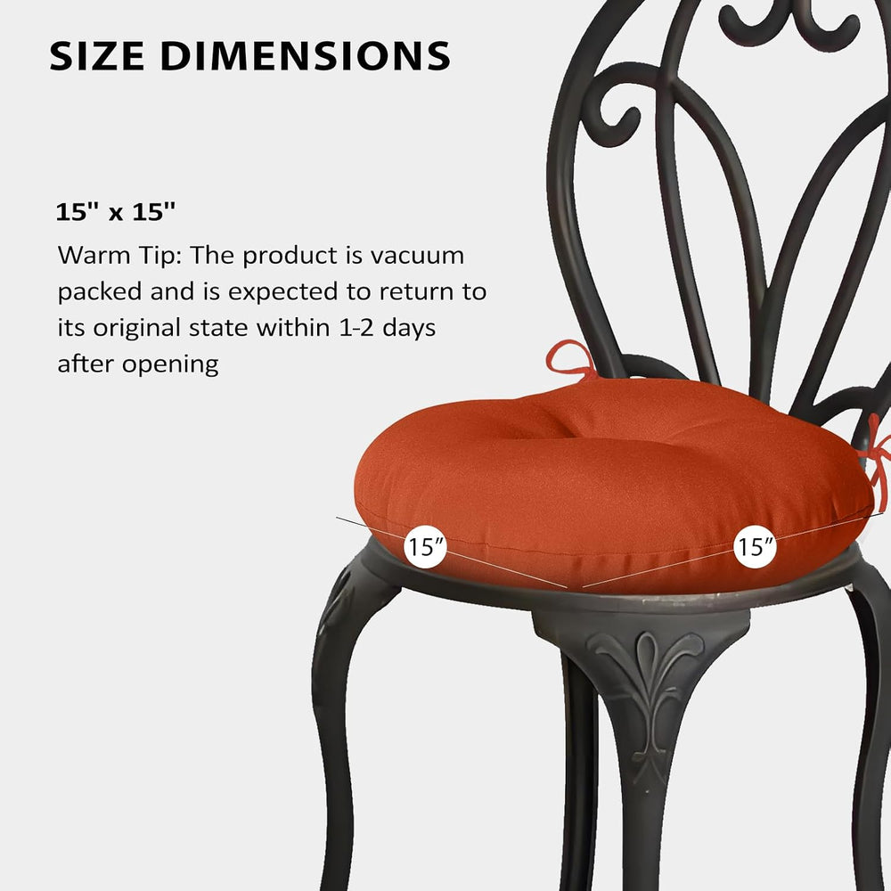 Round Outdoor Chair Cushions Set of 4, Tufted Bistro Chair Cushions with Ties...