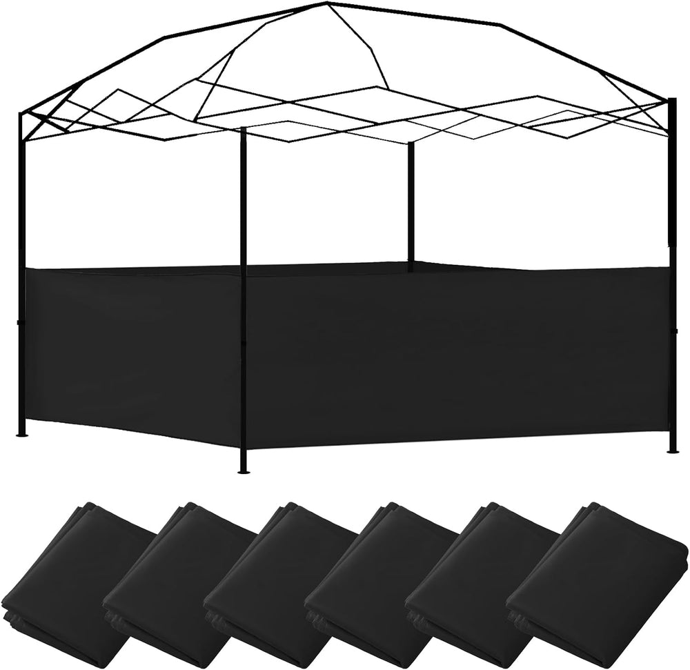 6Pcs Canopy Half Wall Tent Sidewall for 10x10 Pop up Canopy, Black