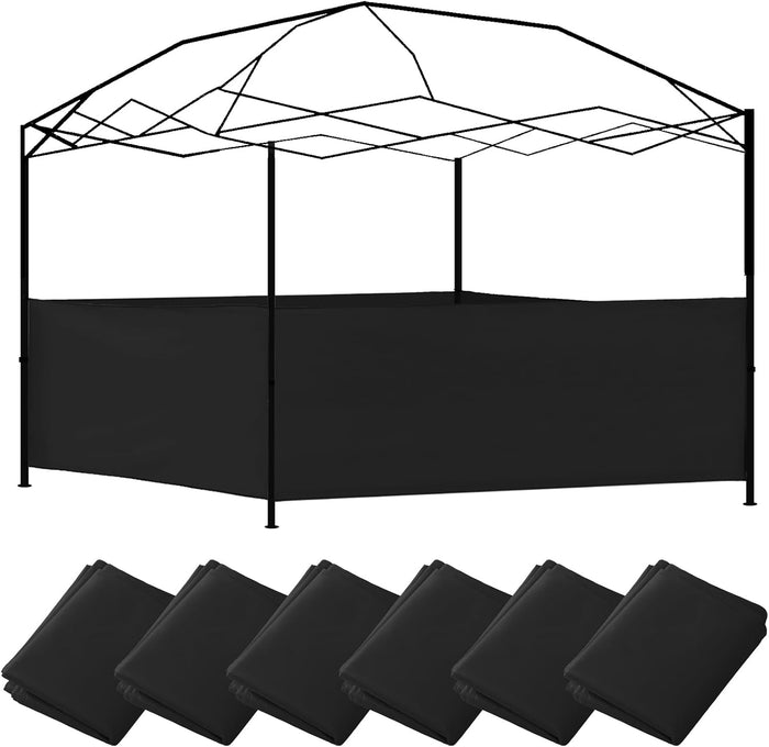 6Pcs Canopy Half Wall Tent Sidewall for 10x10 Pop up Canopy, Black