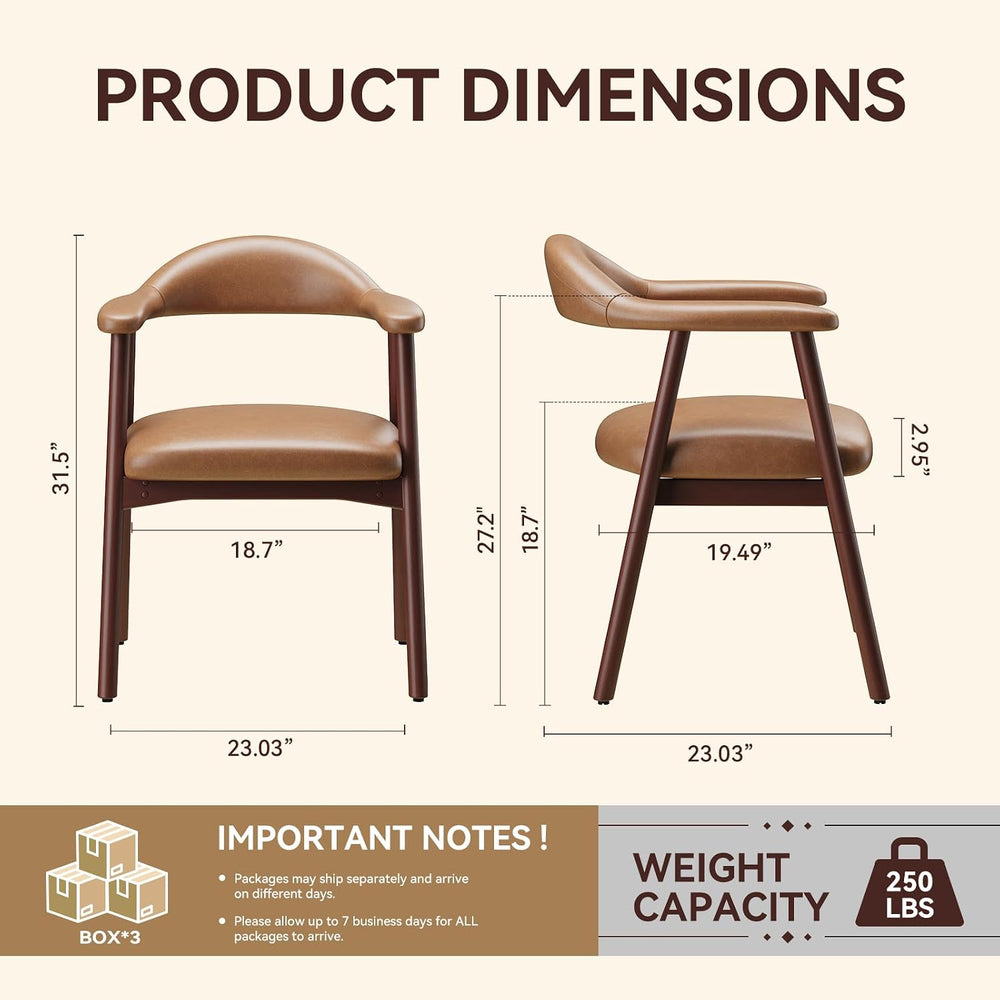 MALOL Leather Dining Chair with Armrest Set of 6, Upholstered Dining Room Cha...