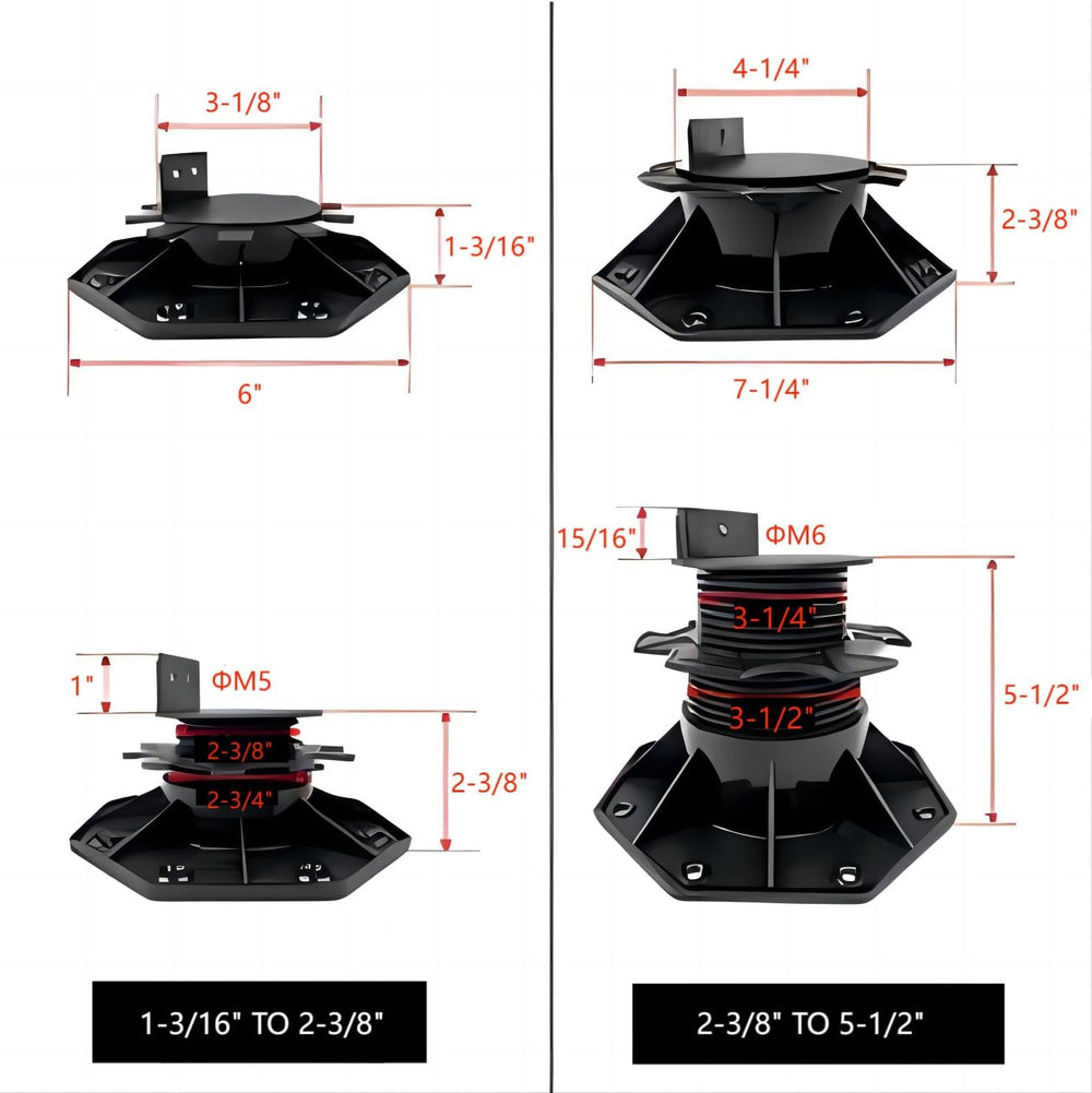 12Pack Adjustable Deck Support Pedestal - Base Support for Floating Deck Plat...