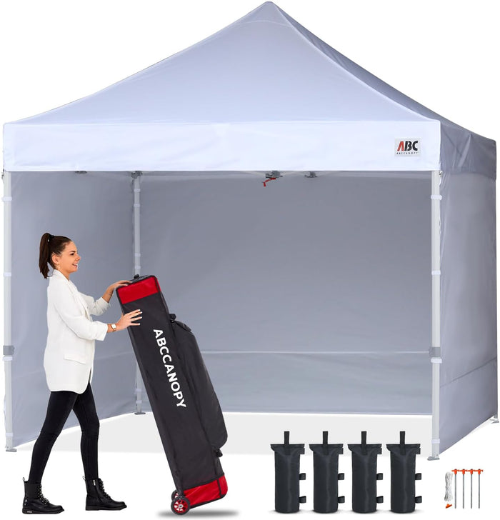 ABCCANOPY Commercial Pop Up Canopy Tent with Sidewalls 10X10,White