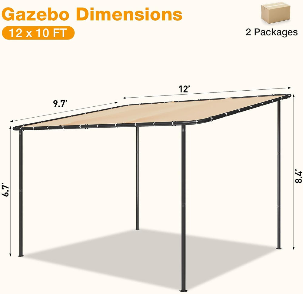 10x12 Lean to Pergola Outdoor Gazebo with Water Resistant & UV-Resistant,...