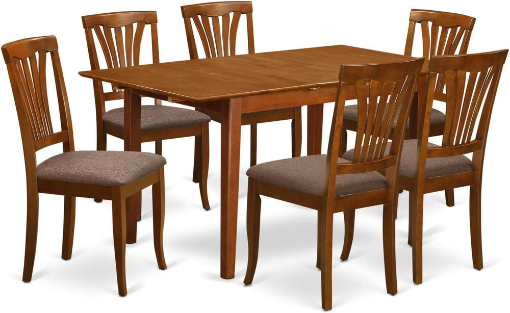 East West Furniture PSAV7-SBR-C 7 Piece Modern Dining Table Set Consist of a ...