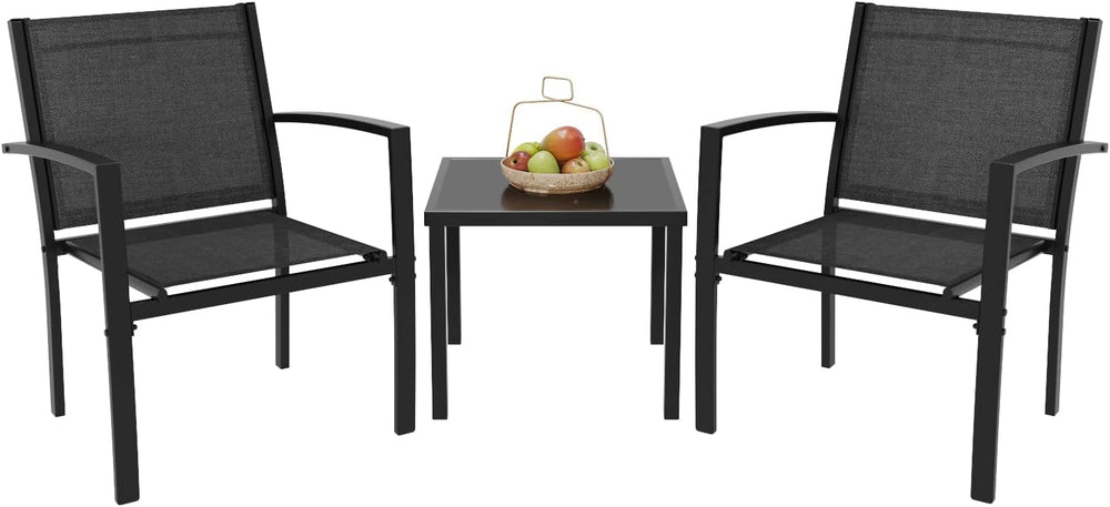 Greesum 3 Pieces Patio Furniture Set Outdoor Conversation Textilene Fabric Ch...
