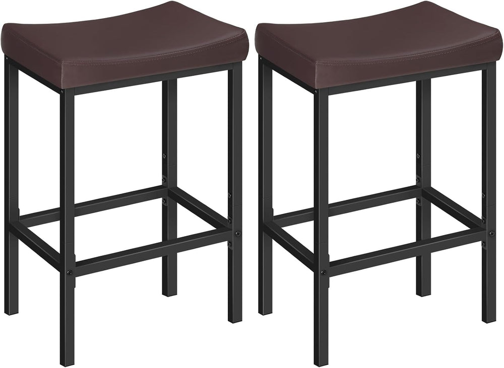 HOOBRO Bar Chairs, Set of 2 Counter Height Saddle Stools with Curved Surface,...