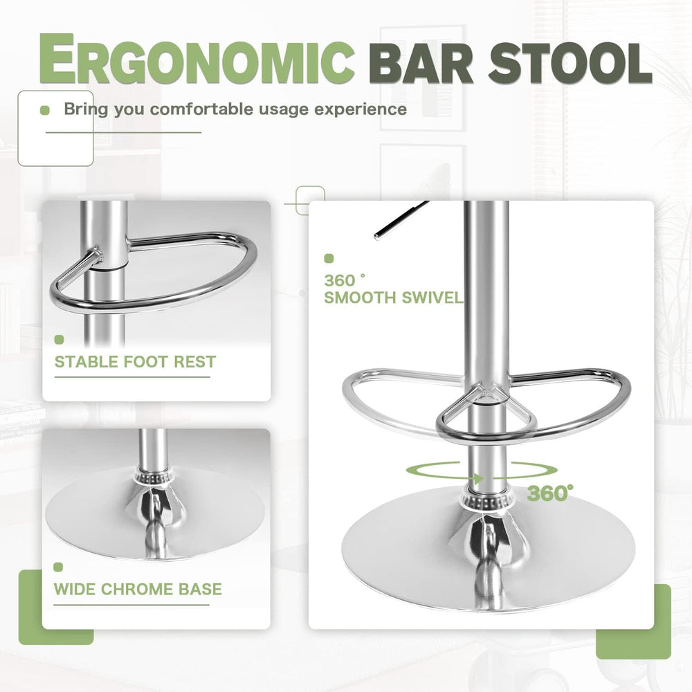 Furmax Bar Stools Modern Pu Leather Swivel Adjustable Hydraulic Bar Stool Squ...