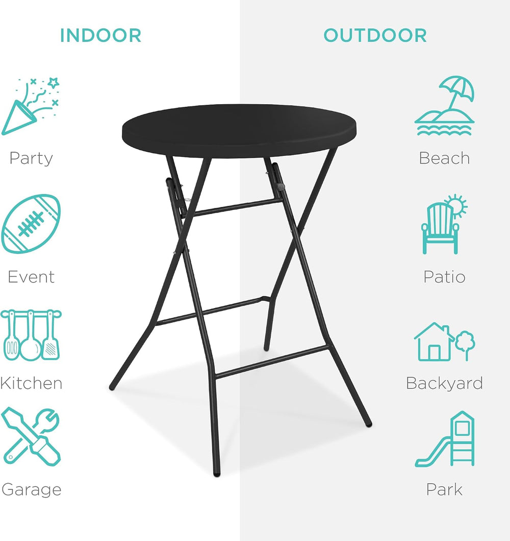 Best Choice Products 32in Bar Height Folding Table, Round Indoor Outdoor Acce...