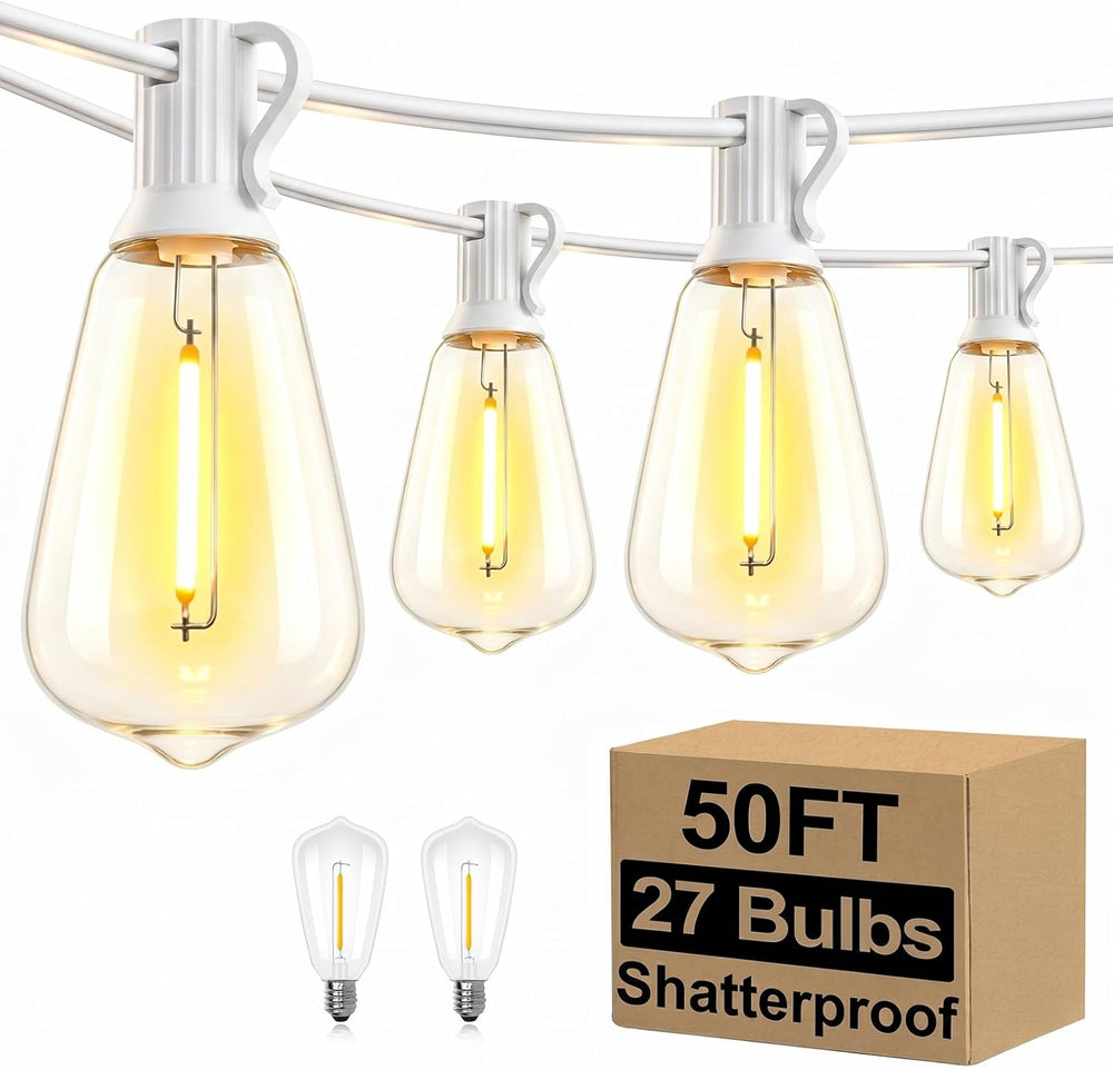 Brightever 50FT LED String Lights 27 Bulbs Outdoor Waterproof Dimmable
