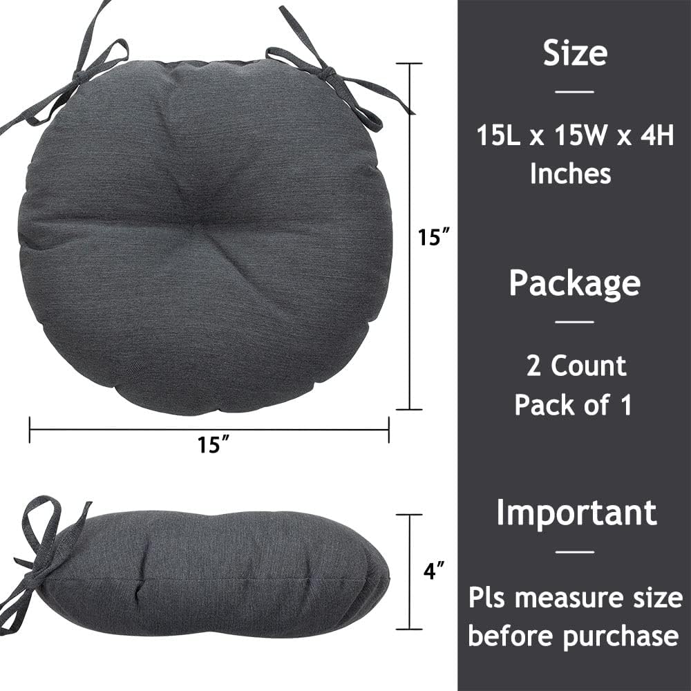 Magpie Fabrics 15" Round Bistro Seat Cushions with Ties, Set of 2, Water...