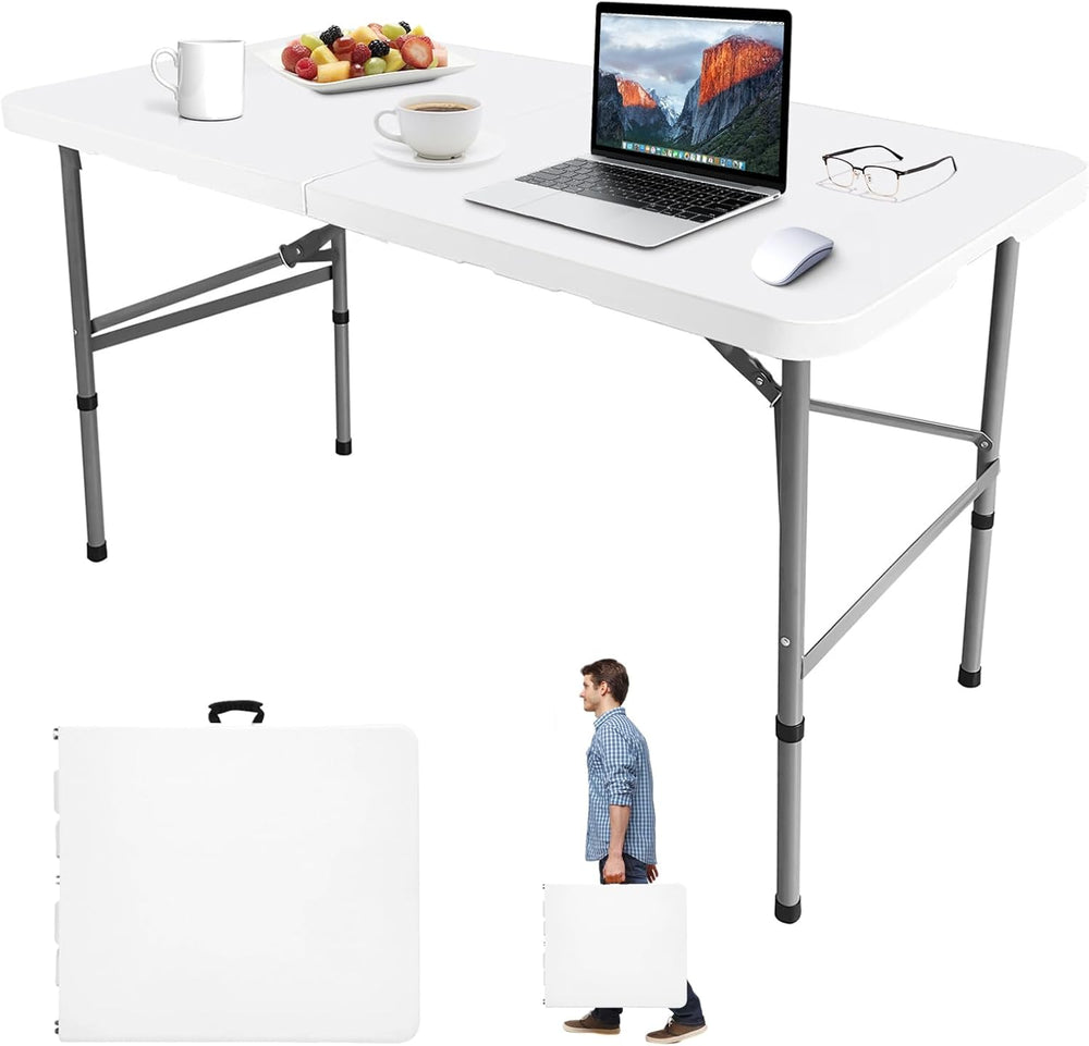 Camp Field 4FT Folding Table, Heavy Duty, 330 lb Capacity, White