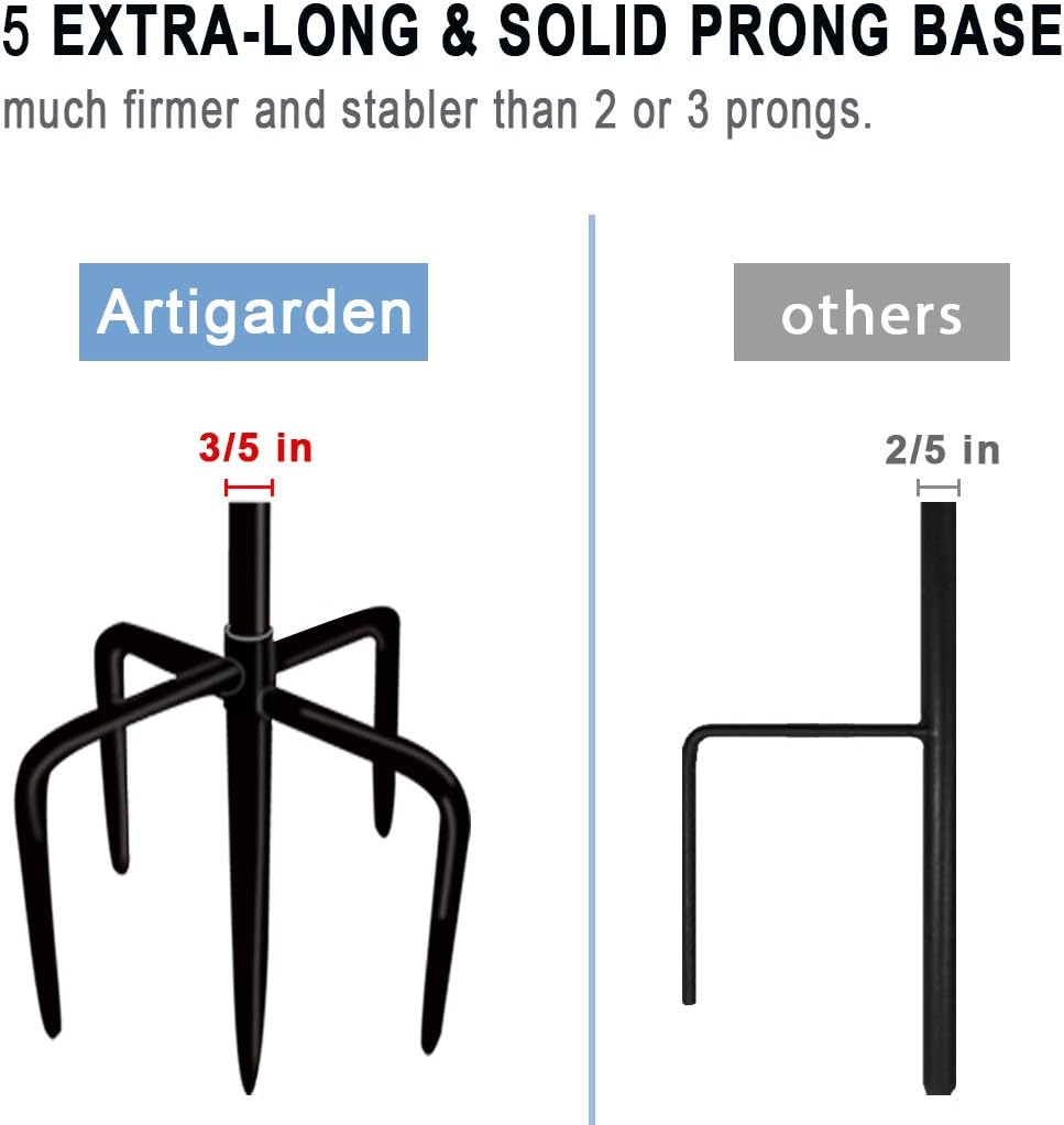 Artigarden Outdoor Shepherd Hooks 76 inch Tall for Bird Feeder (2 Packs), Adj...