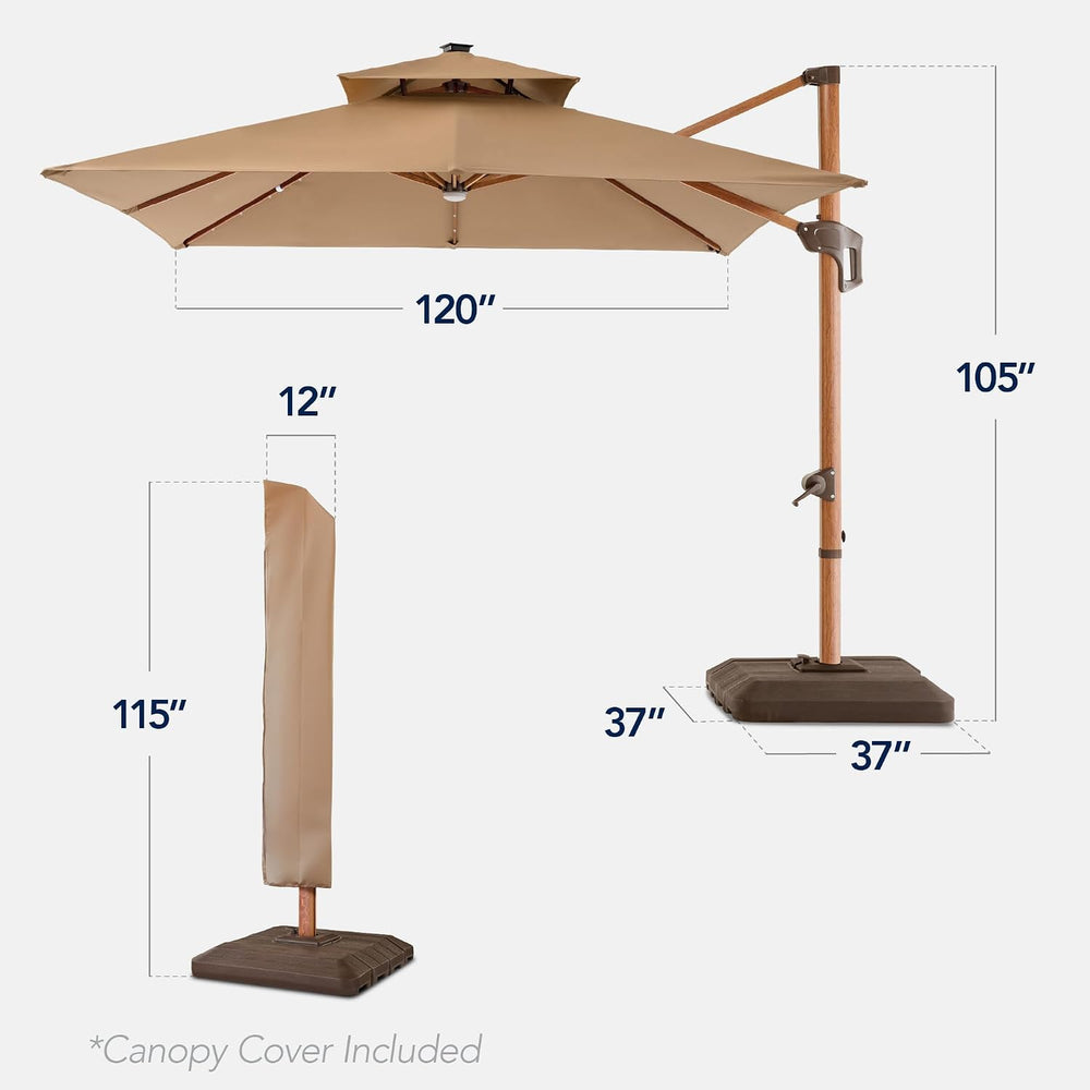 Best Choice Products 10ft Square Cantilever Patio Umbrella w/Base Included, W...