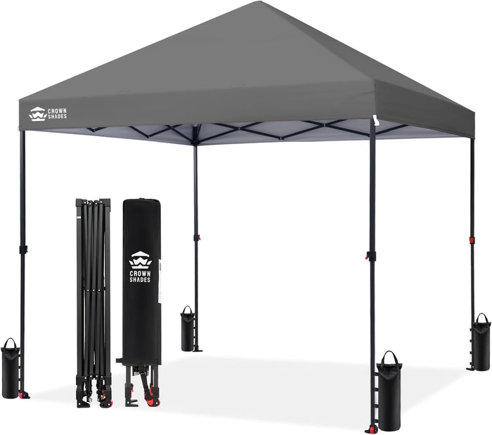 CROWN SHADES 8x8 Pop Up Canopy, Outdoor Canopy Tent, Gray
