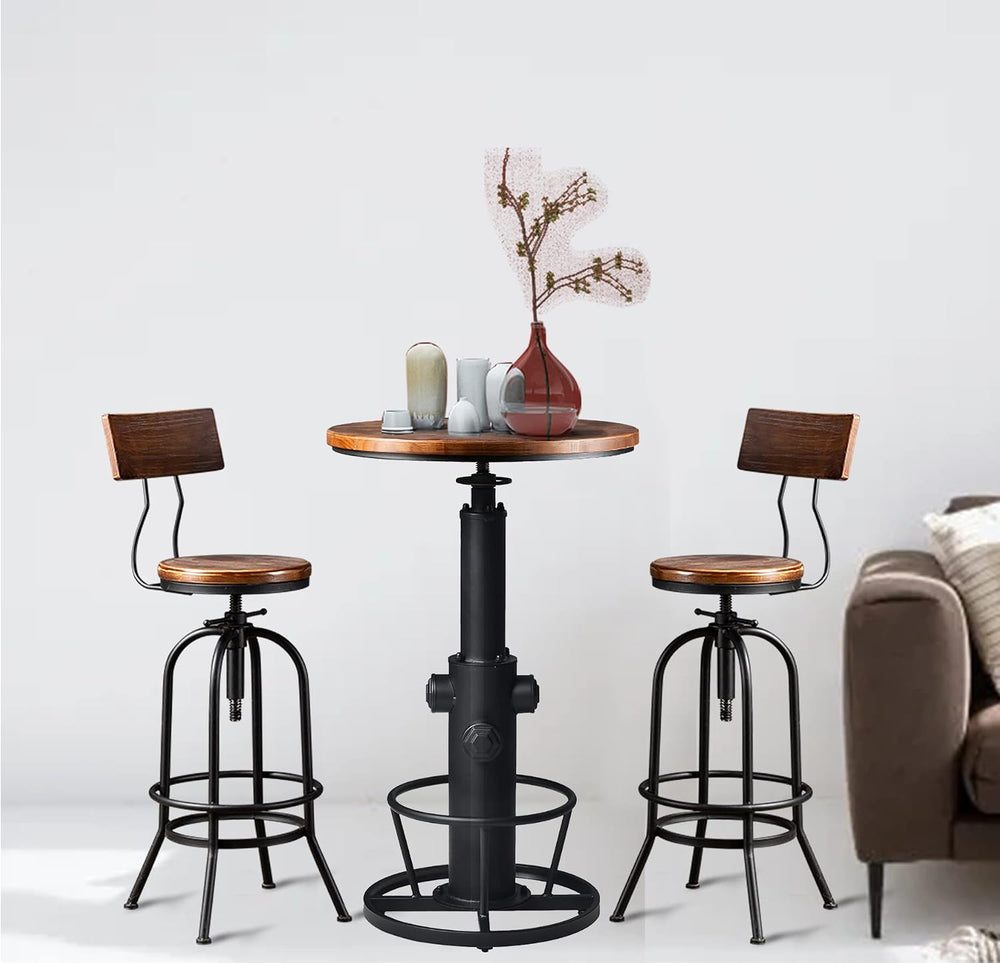3-Piece Bar Height Table & Stools Sets for Cocktail Bistro Home Pub Party...