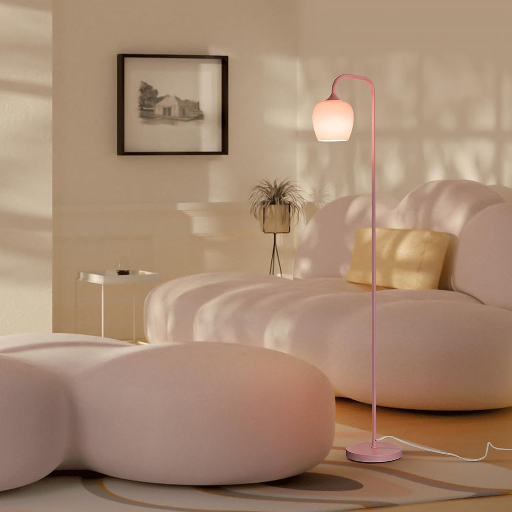 ONEWISH Pink Floor Lamp-Modern Standing Lamp for Living Room Bedroom, Glass L...