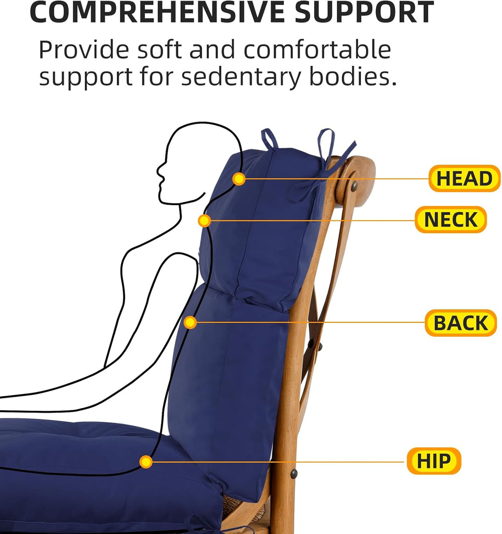 High Back Chair Cushion, 44" x 21" UV Resistant & Water-Rpellen...