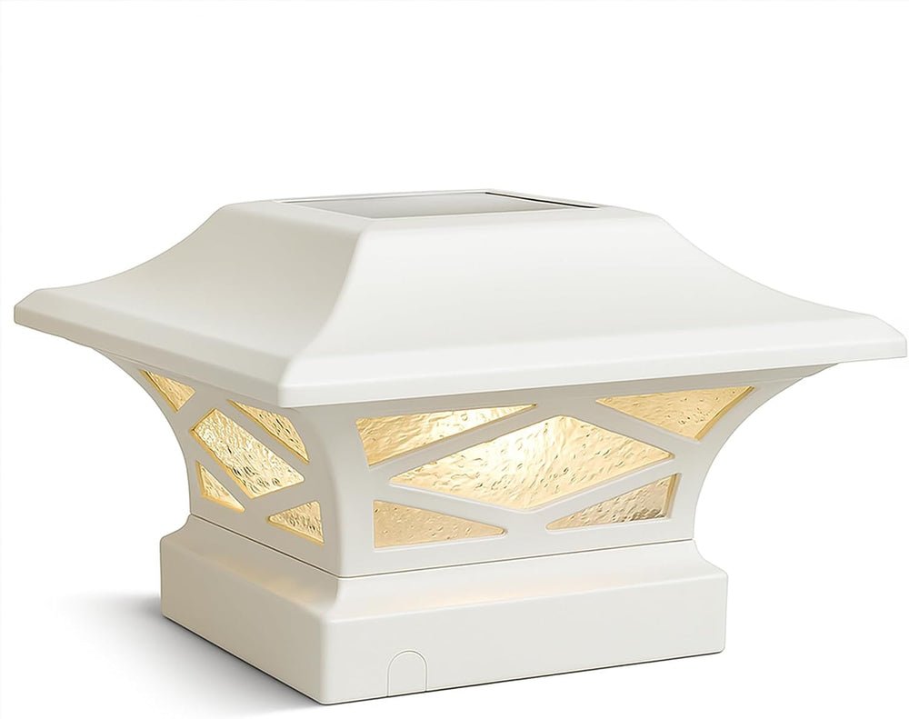 Classy Caps SLK807W - White, Kingsbridge Dual Lighted Solar Post Cap - Outdoo...