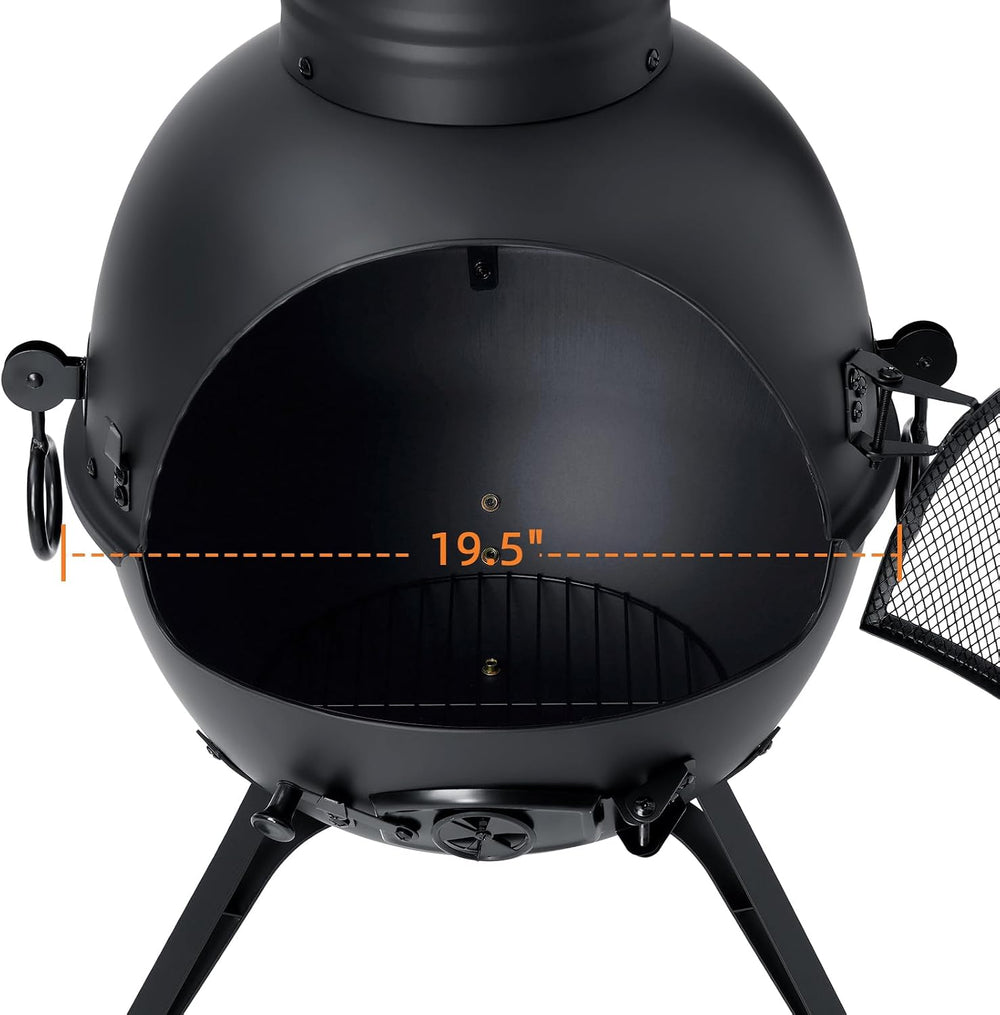 Chiminea Outdoor Fireplace Prairie Fire Patio Backyard Wooden Fire Pit with C...