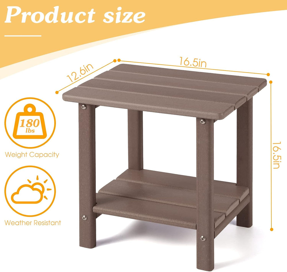 Apolimi Adirondack Outdoor Side Table, 2-Tier Sturdy Patio End Table Weather ...