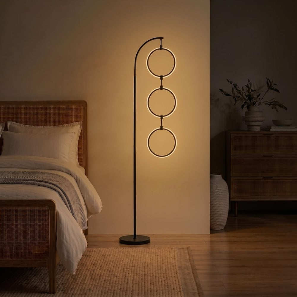 Brightech 3-Ring Modern Floor Lamp Matches Living Room Décor - Contemporary A...