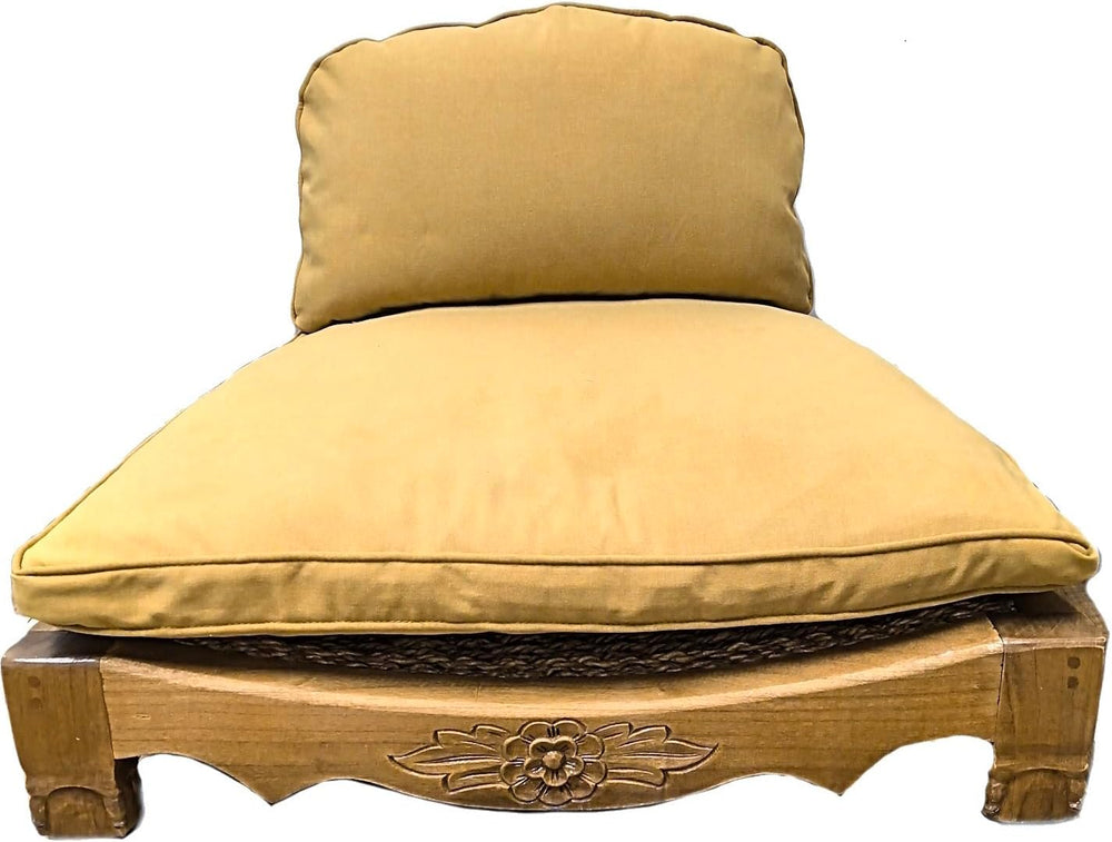 Handcrafted Wooden Meditation Chair with Woven Seagrass Seat, 30 x 28 x 18 in...