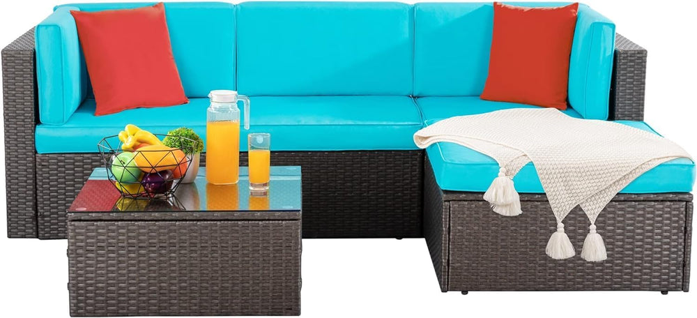 Shintenchi 5 Pieces Patio Furniture Sets Outdoor All-Weather Sectional Patio ...