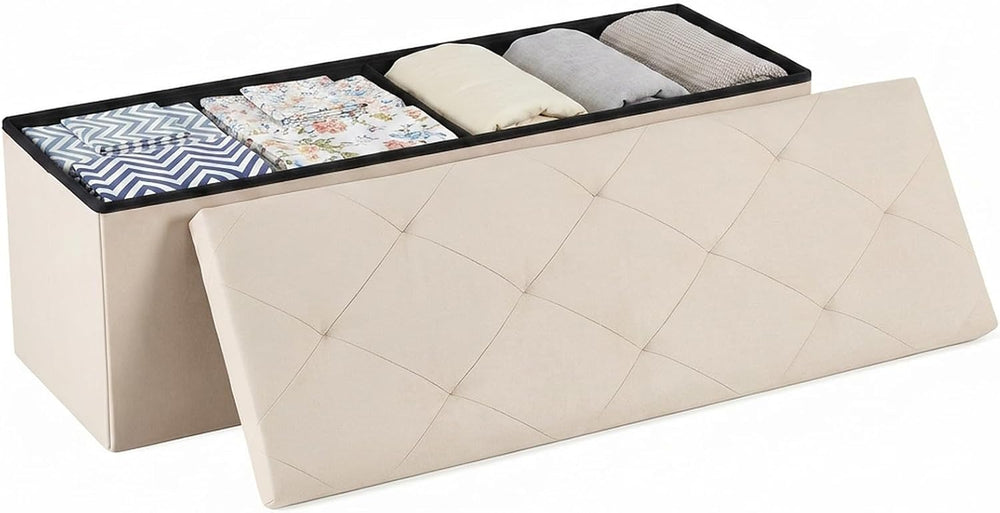 DUMOS 43 Inch Folding Storage Ottoman Bench, Large Ottoman with Storage