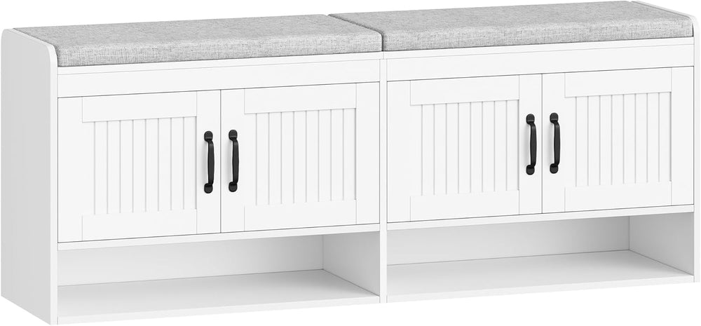 Hzuaneri 55.1" Shoe Storage Bench, Shoe Bench with 4 Doors & Padded ...