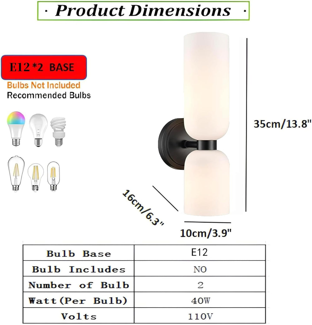 Bathroom sconces Set of 2 mid-Century Modern Light Vanity sconces Fixture Mil...