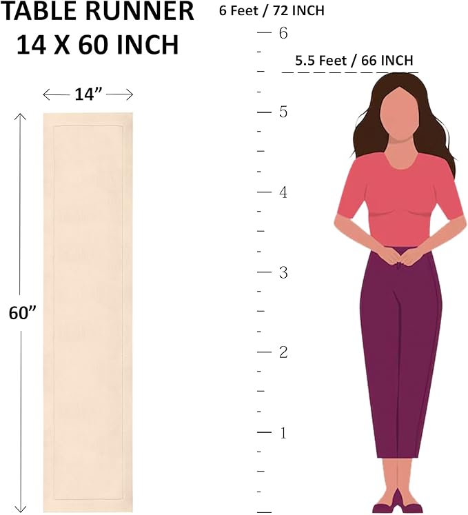 Solino Home Linen Pink Table Runner 60 Inches - Classic Hemstitch, 100% Pure ...