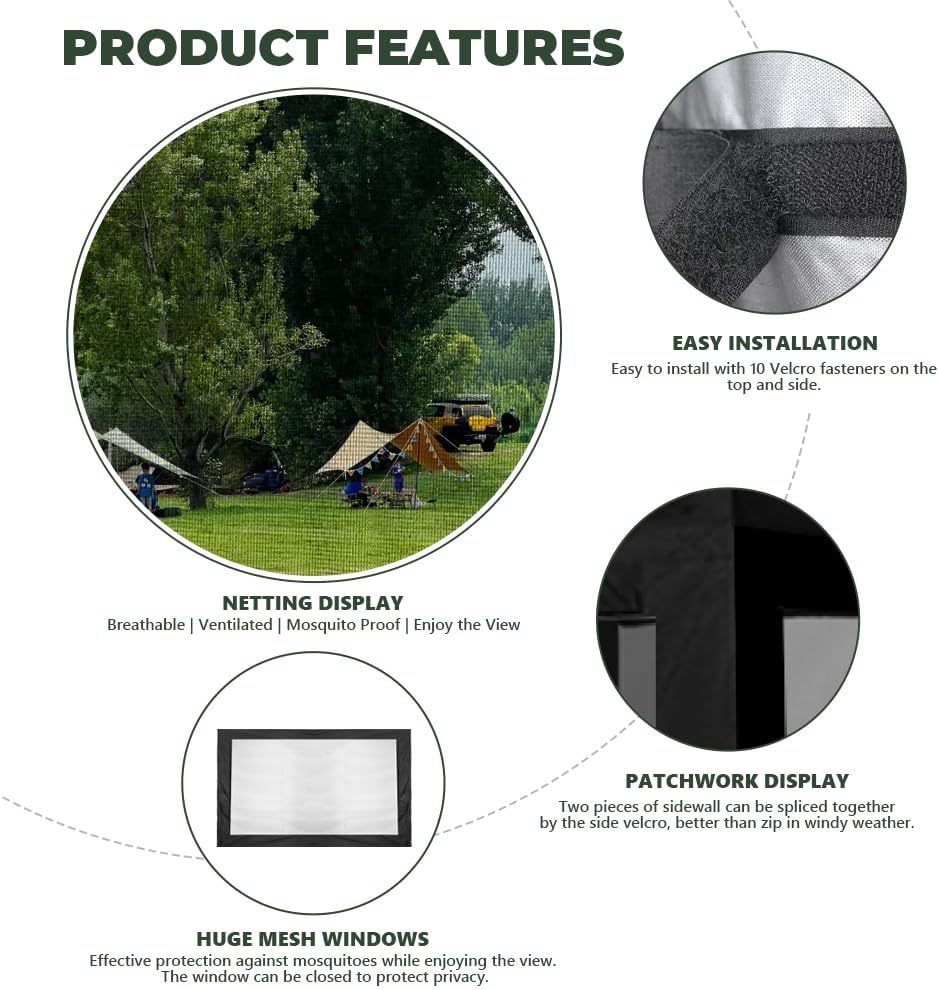 Mesh Sidewall for 10x10 Pop Up Canopy - Straight Leg, Commercial Grade Black ...