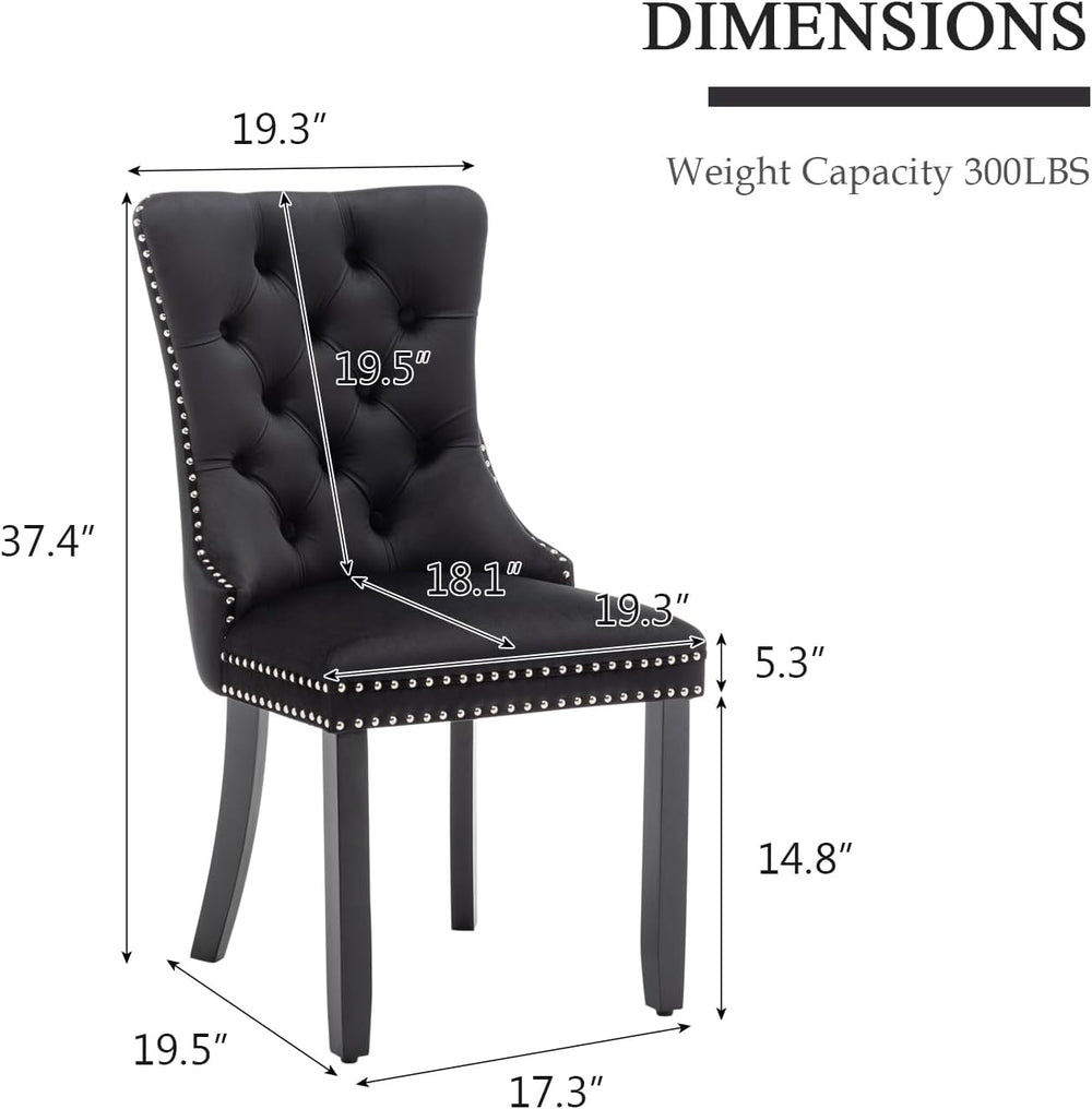 Eifizek Dining Chairs Set of 4 Upholstered Chairs with Tufted Back, Black