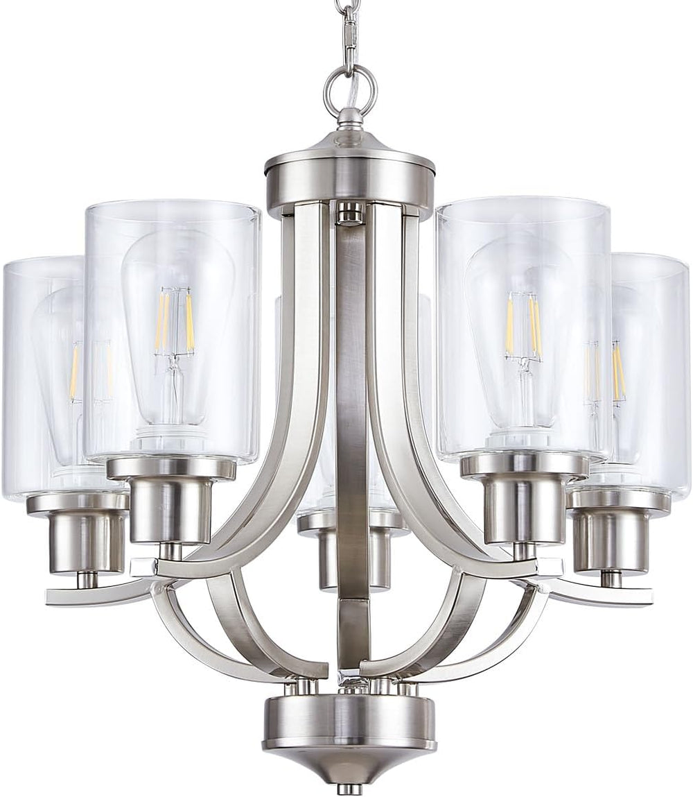 5-Light Dining Room Chandelier,Small Chandeliers Brushed Nickel