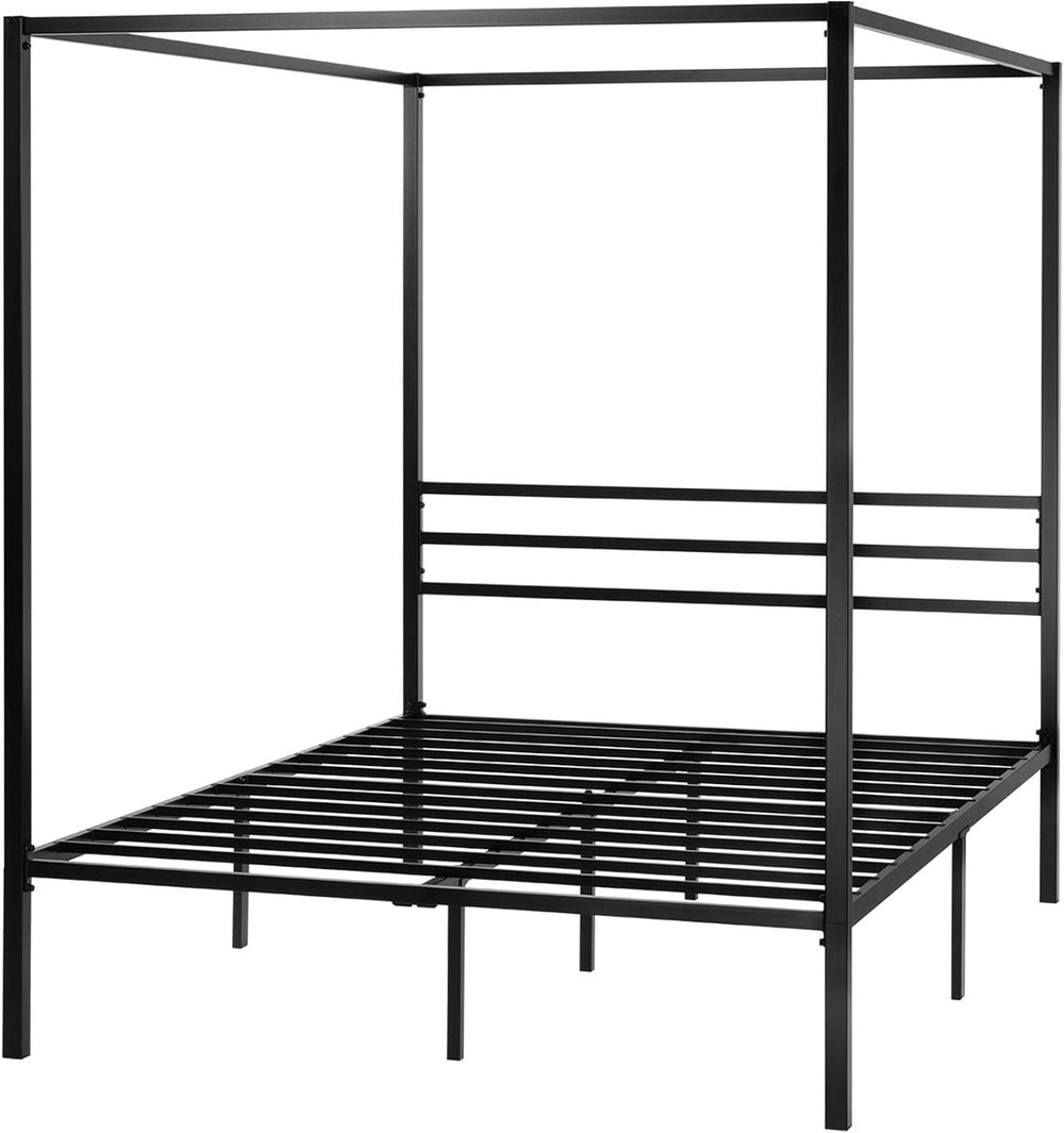 ikalido Full Size Metal Canopy Bed Frame, Heavy-Duty Support, Black