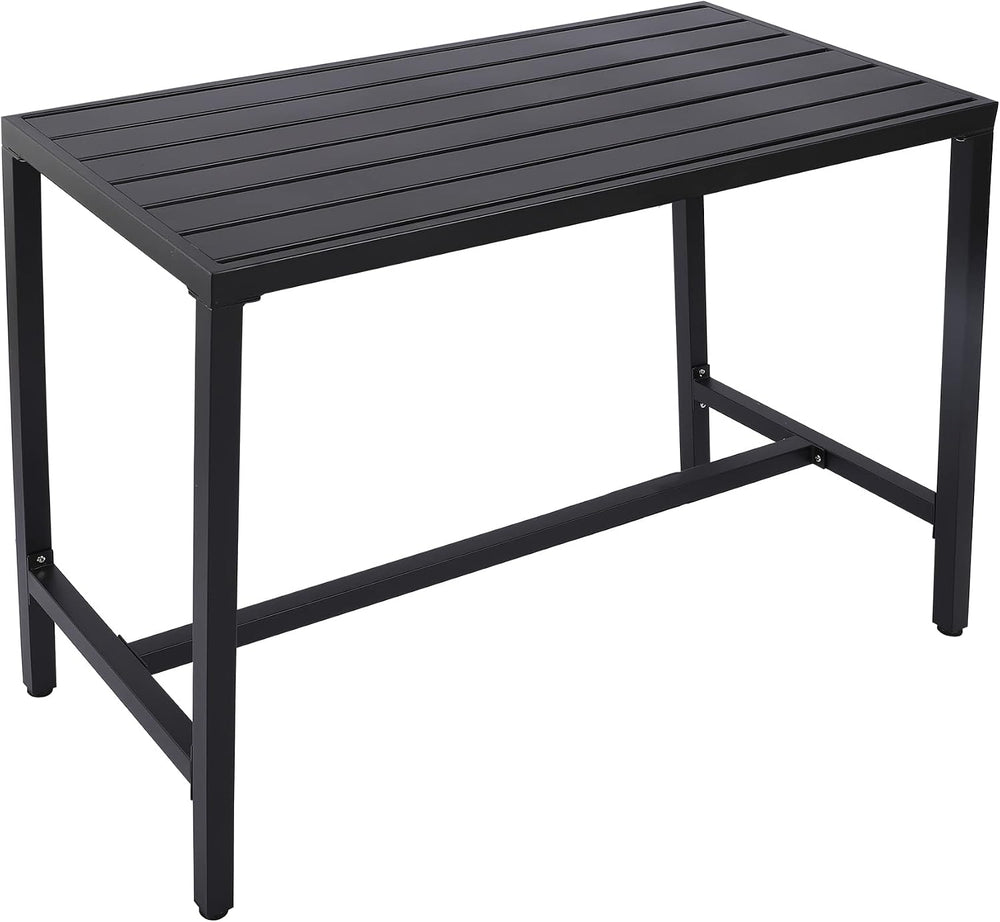 Outdoor Bar Table, Patio Console Pub Height Tables with Powder Coated Steel F...