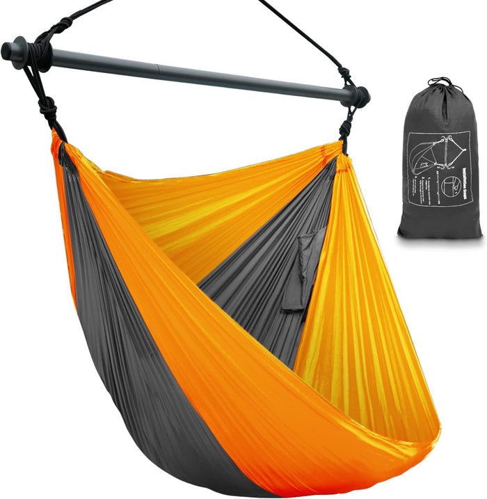 Hammock Chair Swing, Portable, Max 500lbs for Indoor/Outdoor (Orange, Gray)