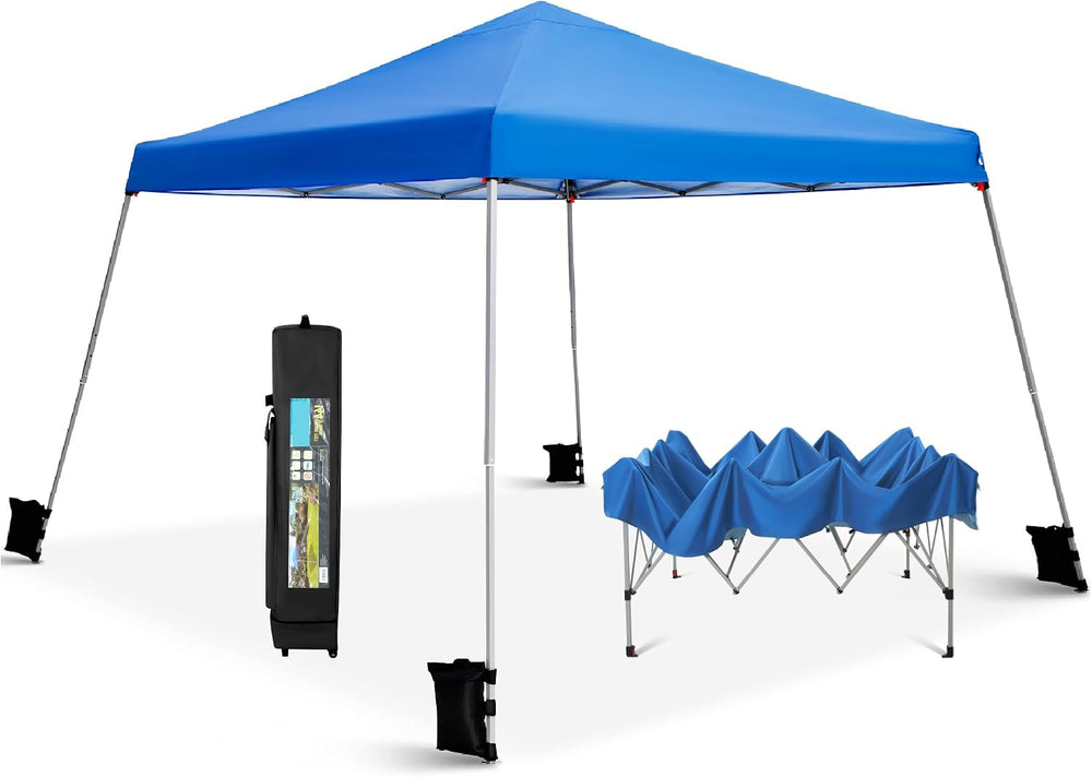 PHI VILLA 12x12 Pop Up Canopy Tent, Slant Leg Easy Instant Sun Shade