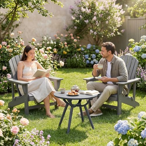 Tangkula Outdoor 20" Round Side Table Set of 2, Gray