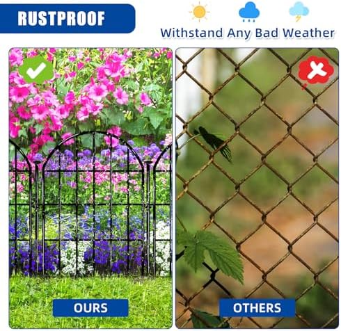 17in X 28ft Decorative Garden Fence, 26 Panels Rustproof Metal No Dig Fence, ...