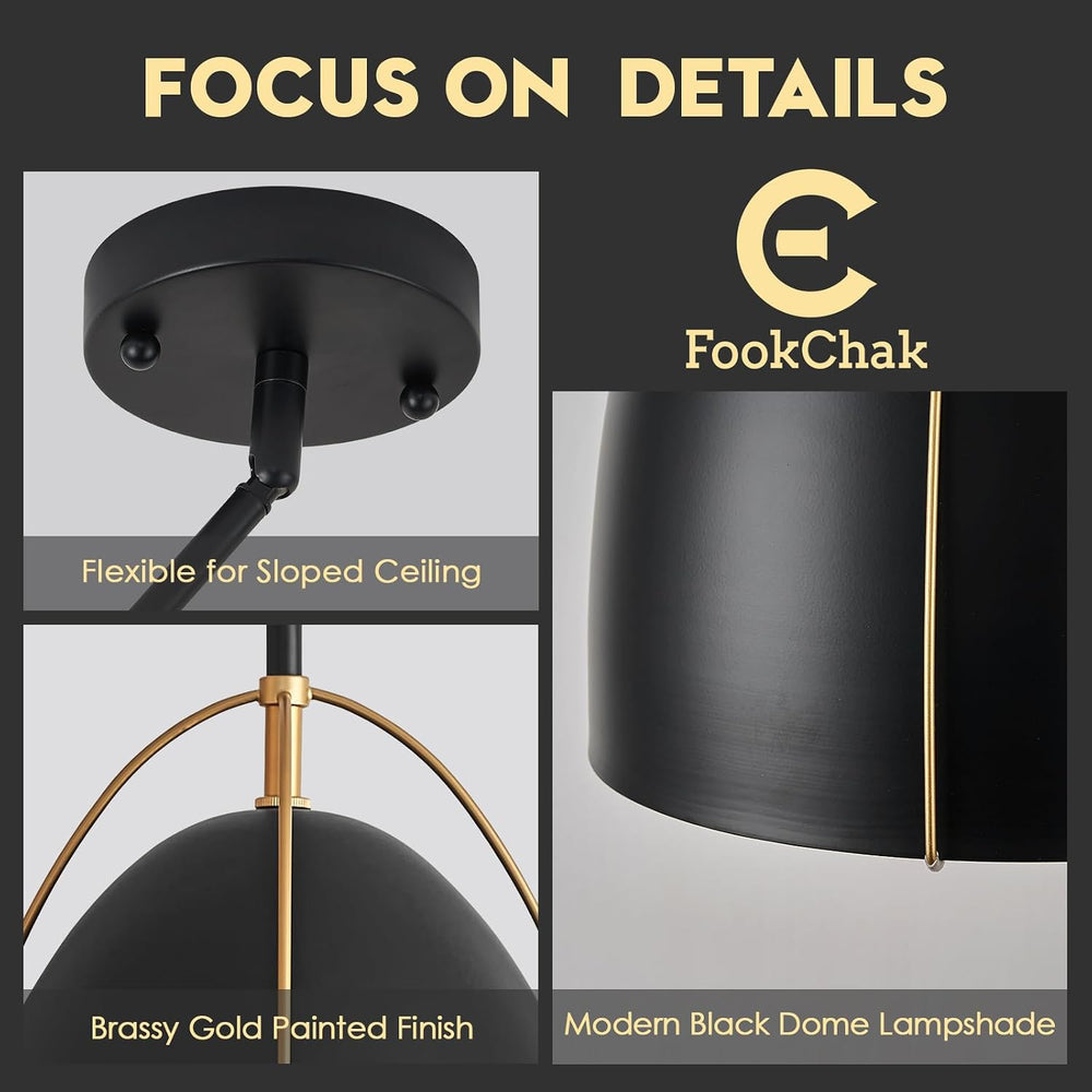Black Dome Pendant Light 10in Kitchen Island Pendant Lighting Modern Black &a...