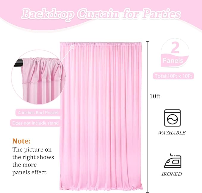 10 x 10 Feet Light Pink Backdrop Curtain for Partie, Background Curtains for ...