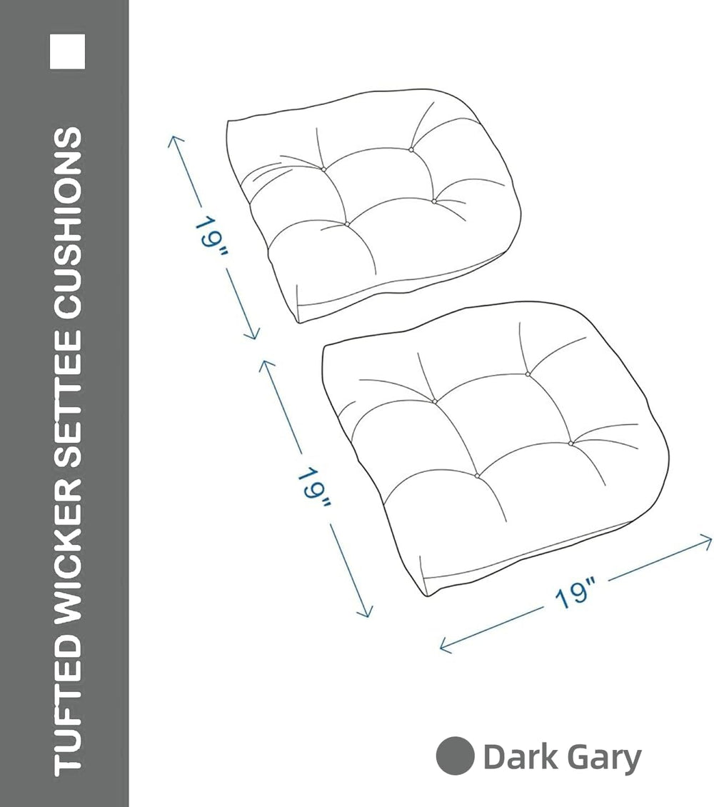 Outdoor Chair Cushions 19x19x4 Inch Set of 2, Dark Gray