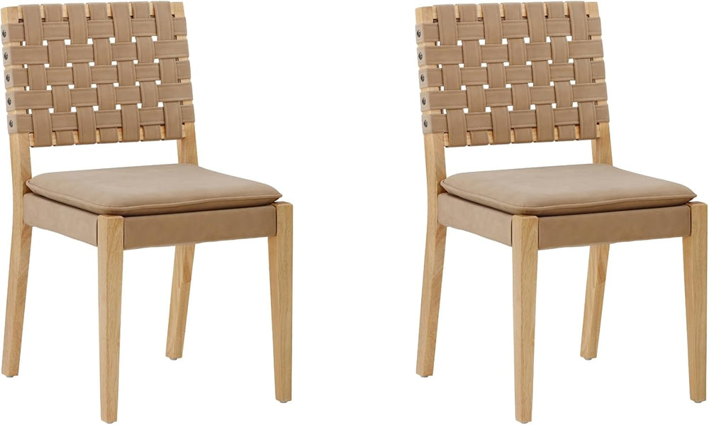 Nathan James Cohen Wood Dining Chair, Mid-Century Modern Upholstered Side Cha...