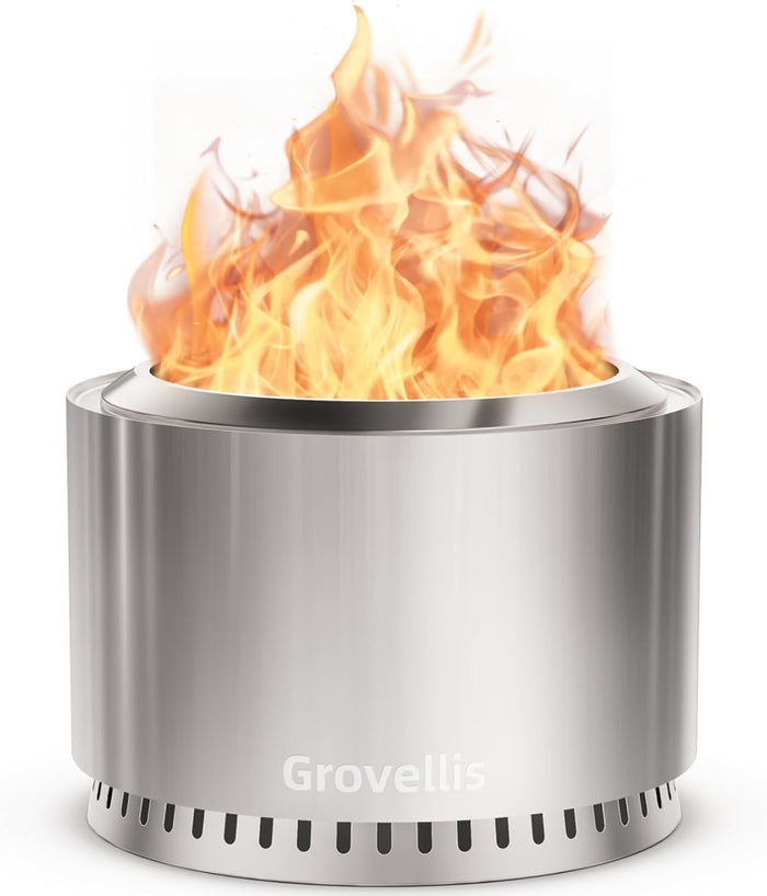 27 inch Smokeless Fire Pit with Waterproof Cover & Fire Poker