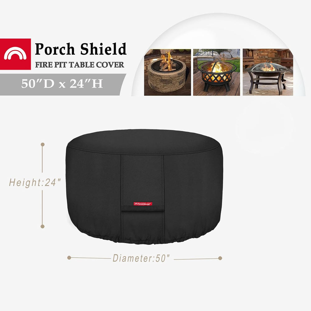 Porch Shield Fire Pit Cover - Waterproof 600D Heavy Duty Fade Resistant Round...