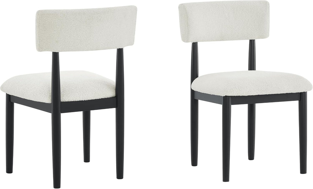 Roundhill Furniture Ellis Boucle Upholstered Dining Chairs, Set of 2, White/M...