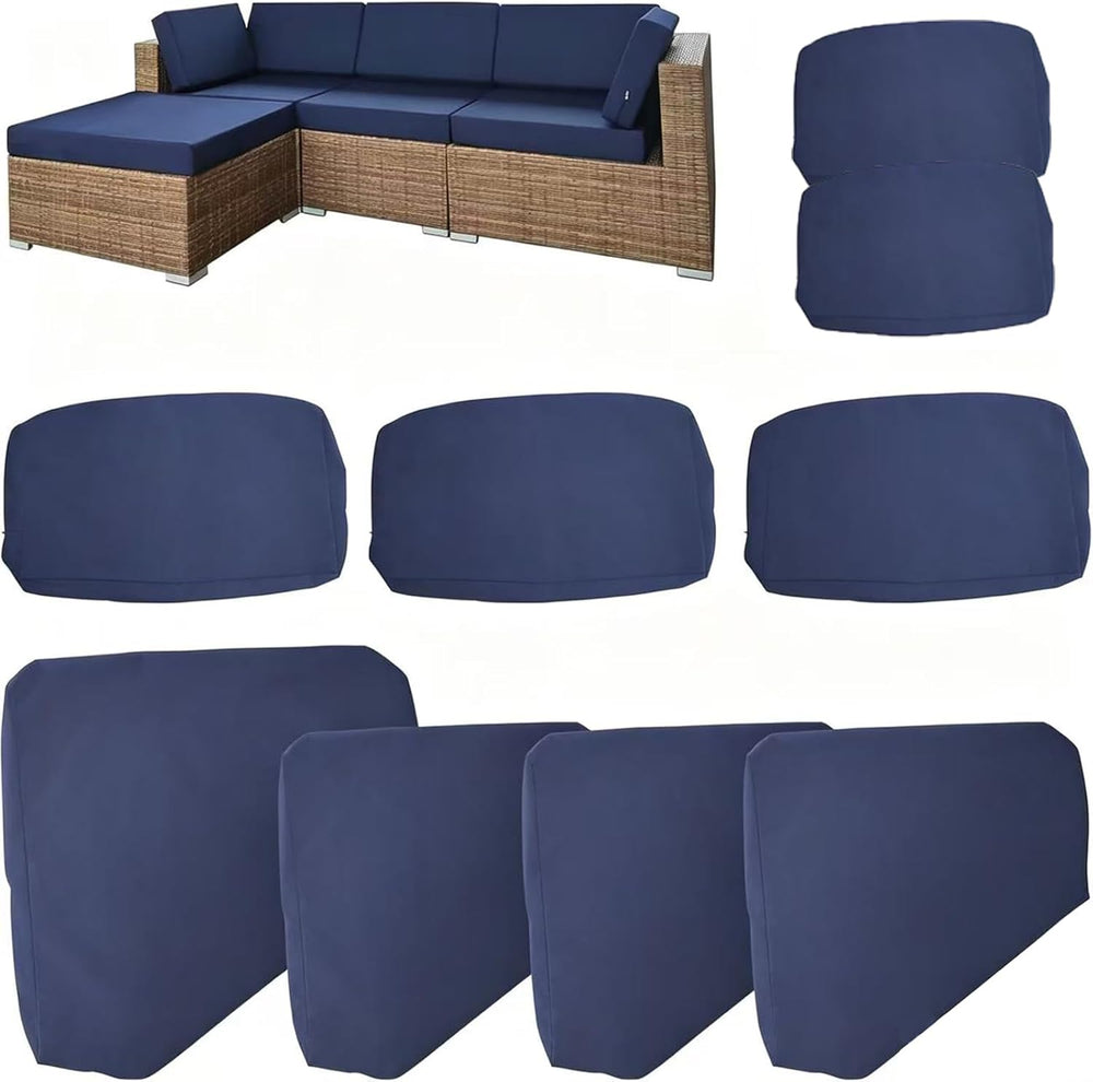 9pcs Outdoor Cushion Cover w/ Zipper,Waterproof 25.6x25.6x4" Navy Blue