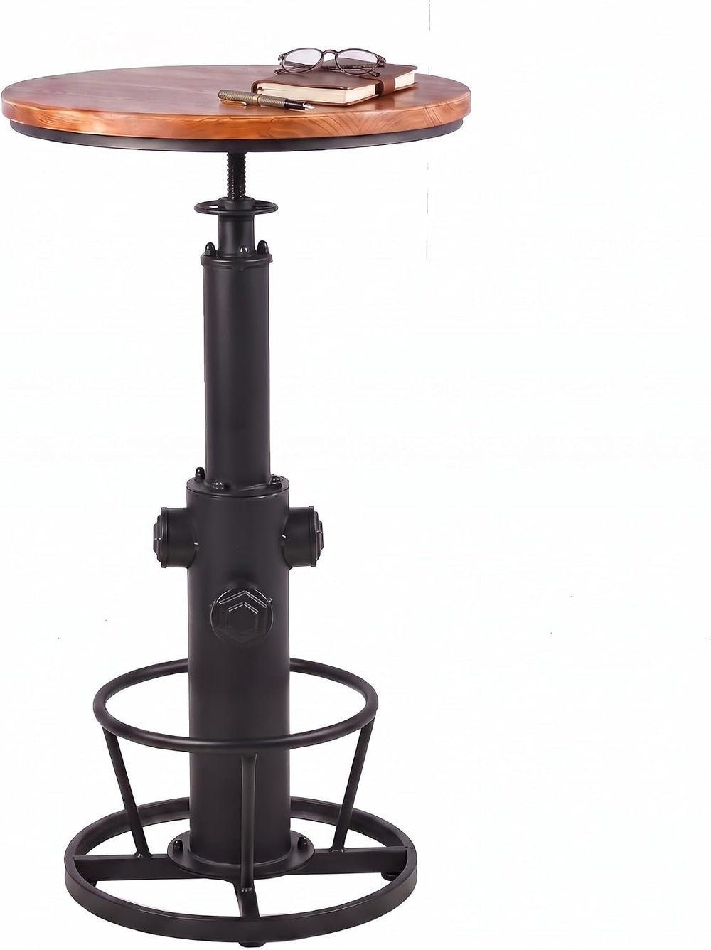 Vintage Bistro Table Height Adjustable 38.6-44.4inch Industrial Bar Table for...