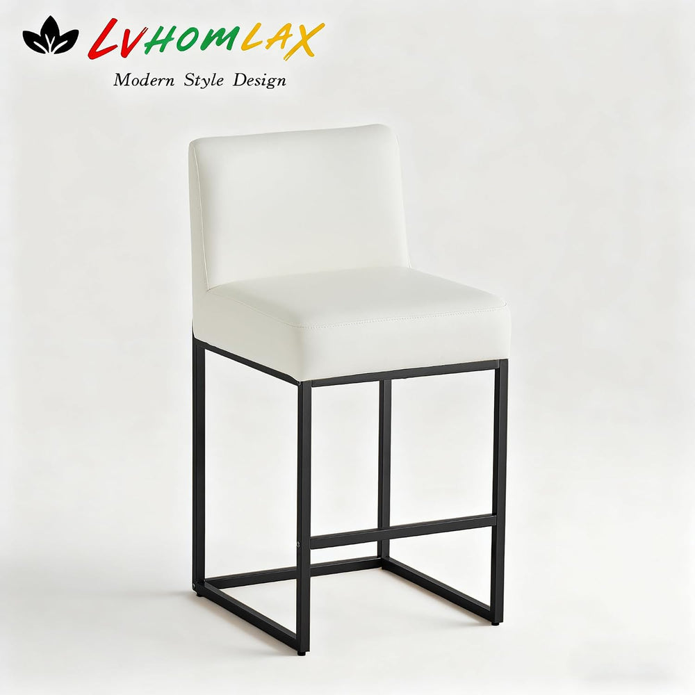 26" White and Black Counter Heigh Bar stools Set of 3,Faux Leather